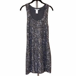 Alice and Olivia Silver Gray Metallic Sequin Dress